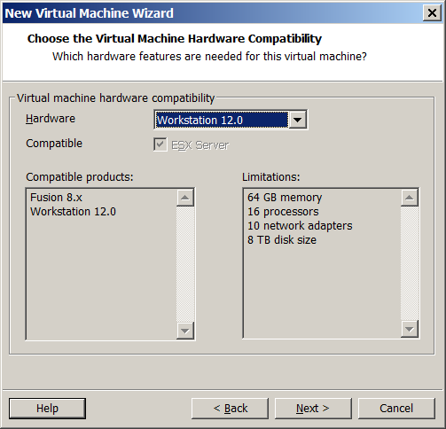 VM HW compatibility