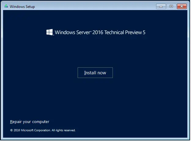 Win2016 Install Now