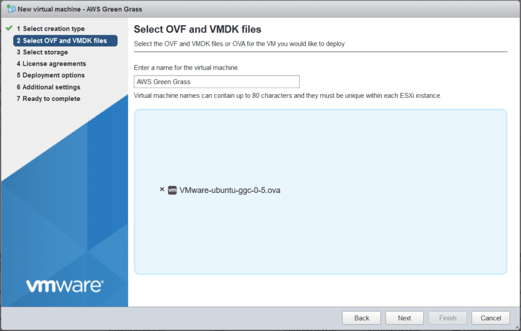 AWS Greengrass on VMware vSphere - Select OVF