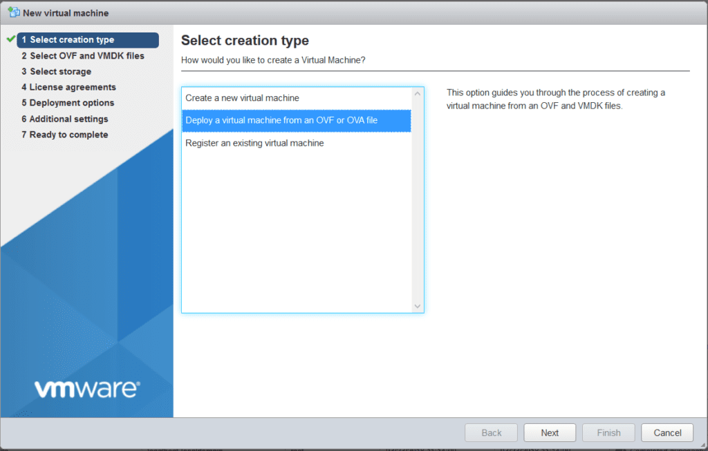 AWS Greengrass on VMware vSphere - Select creation type