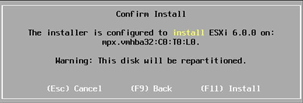 VMware ESXi 6 Confirm Install