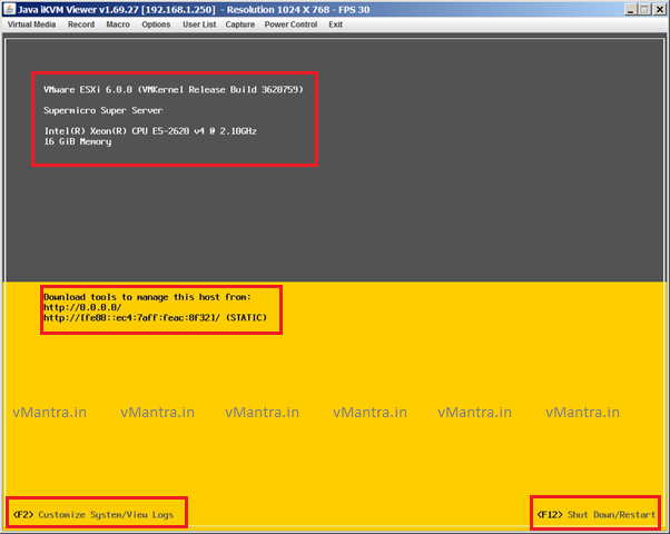 VMware ESXi DCUI 1