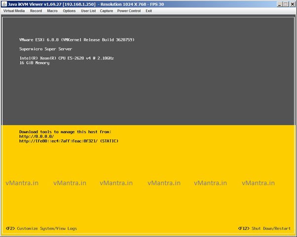 VMware ESXi 6 DCUI