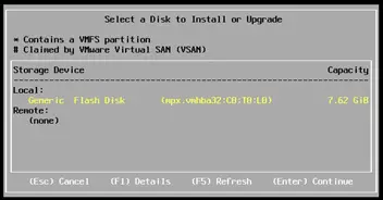 VMware ESXi 6 Disk Selection