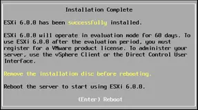 VMware ESXi 6 Install Complete