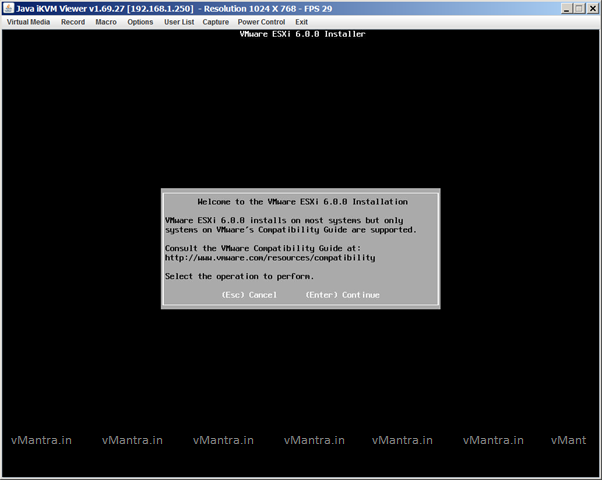 VMware ESXi 6 install welcome