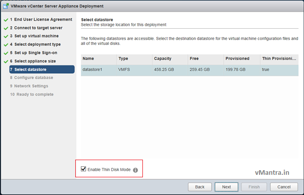 Install VCSA - datastore