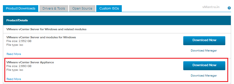 Install VCSA - download