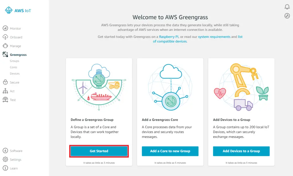 Configuring AWS Greengrass on VMware vSphere Welcome Page