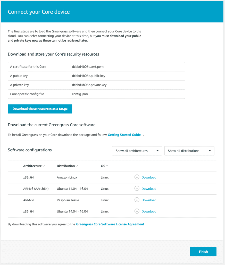 connect your AWS core device