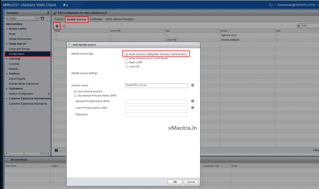 vCSA configuration - AD integration