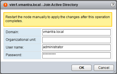 vCSA configuration - Credentials