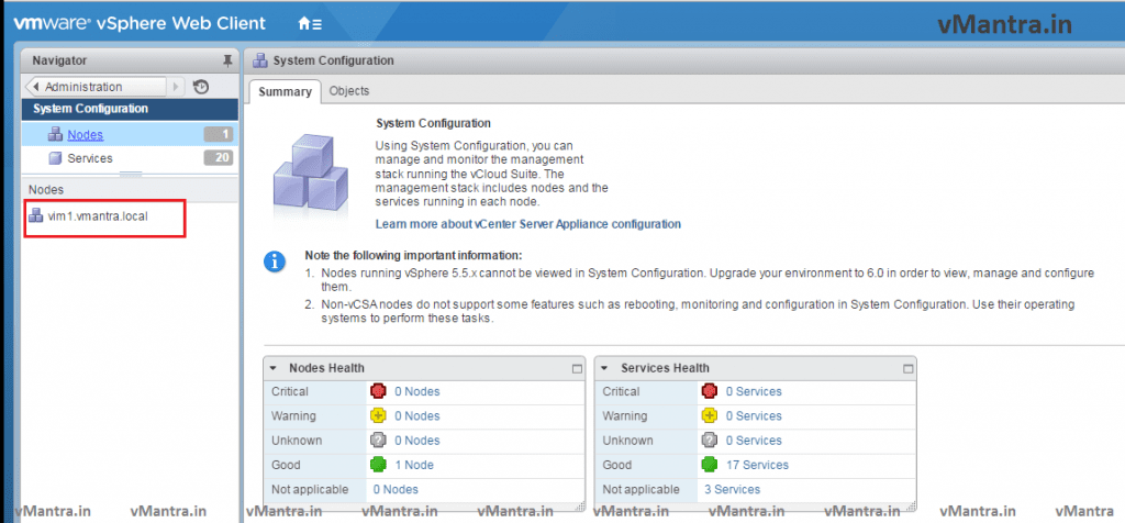 vCSA configuration - Nodes